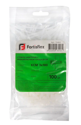 Стяжки Fortisflex 3x100 белые Стяжки Fortisflex 3x100 белые