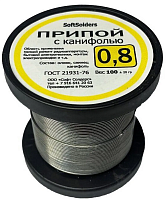 Припой с канифолью ПОС 61 d 0.8 мм 100гр SoftSolders