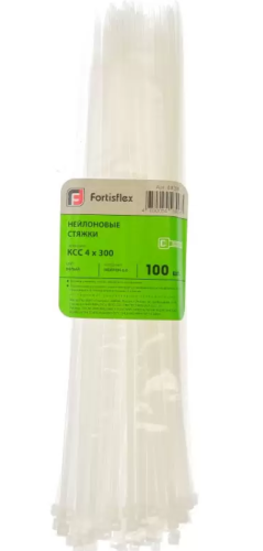 Стяжки Fortisflex 4x300 белые Стяжки Fortisflex 4x300 белые