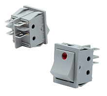 Клавишный рокерный выключатель ВКЛ-ВЫКЛ Серый 30A-250V с подсветкой KCD4-201/N-B 50-1000 (SP-239)